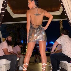 Glamorous Silver Backless Dress